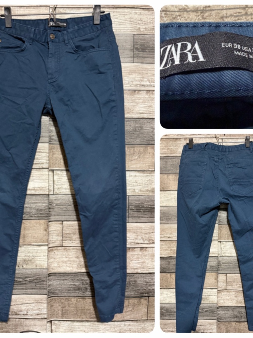 Zara Skinny Chino Pants Men’s 30x27.5 Navy Blue Stretch